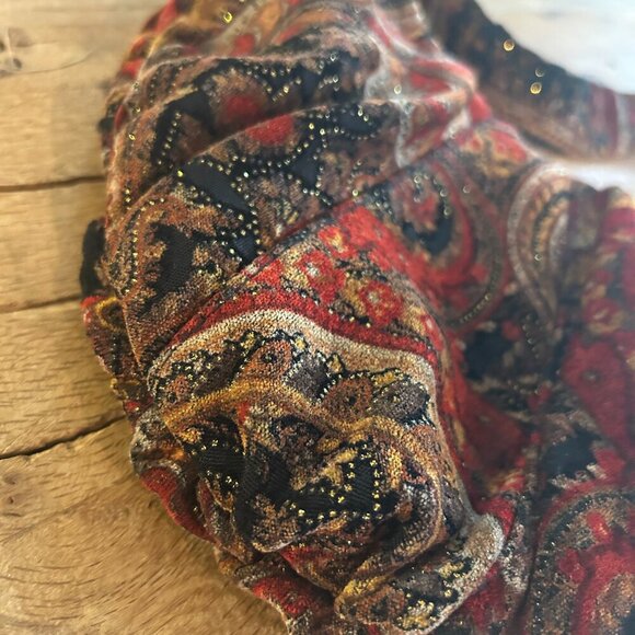 Vintage 90s Boho Glitter Velour Paisley Tapestry Slouch Bag Witchy Gypsy - Picture 5 of 8